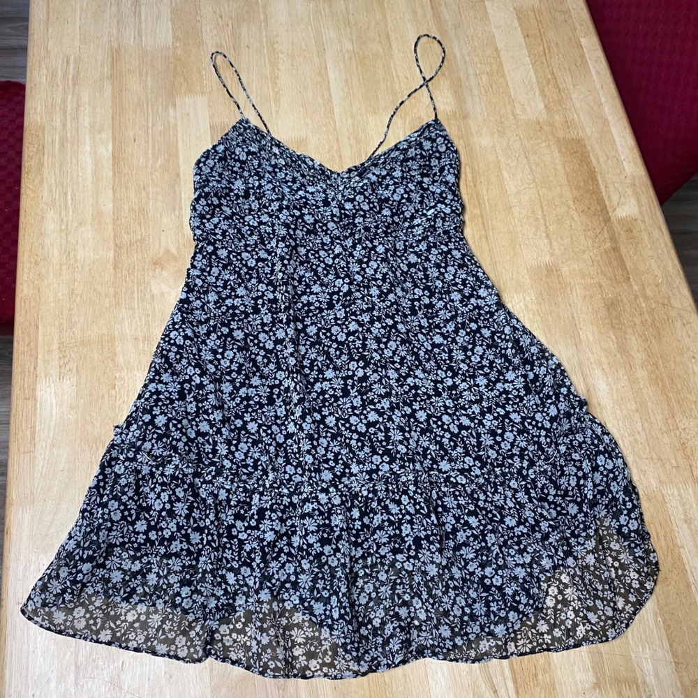 Abercrombie & Fitch Floral Sundress Women's XL Black & White Daisy Chiffon